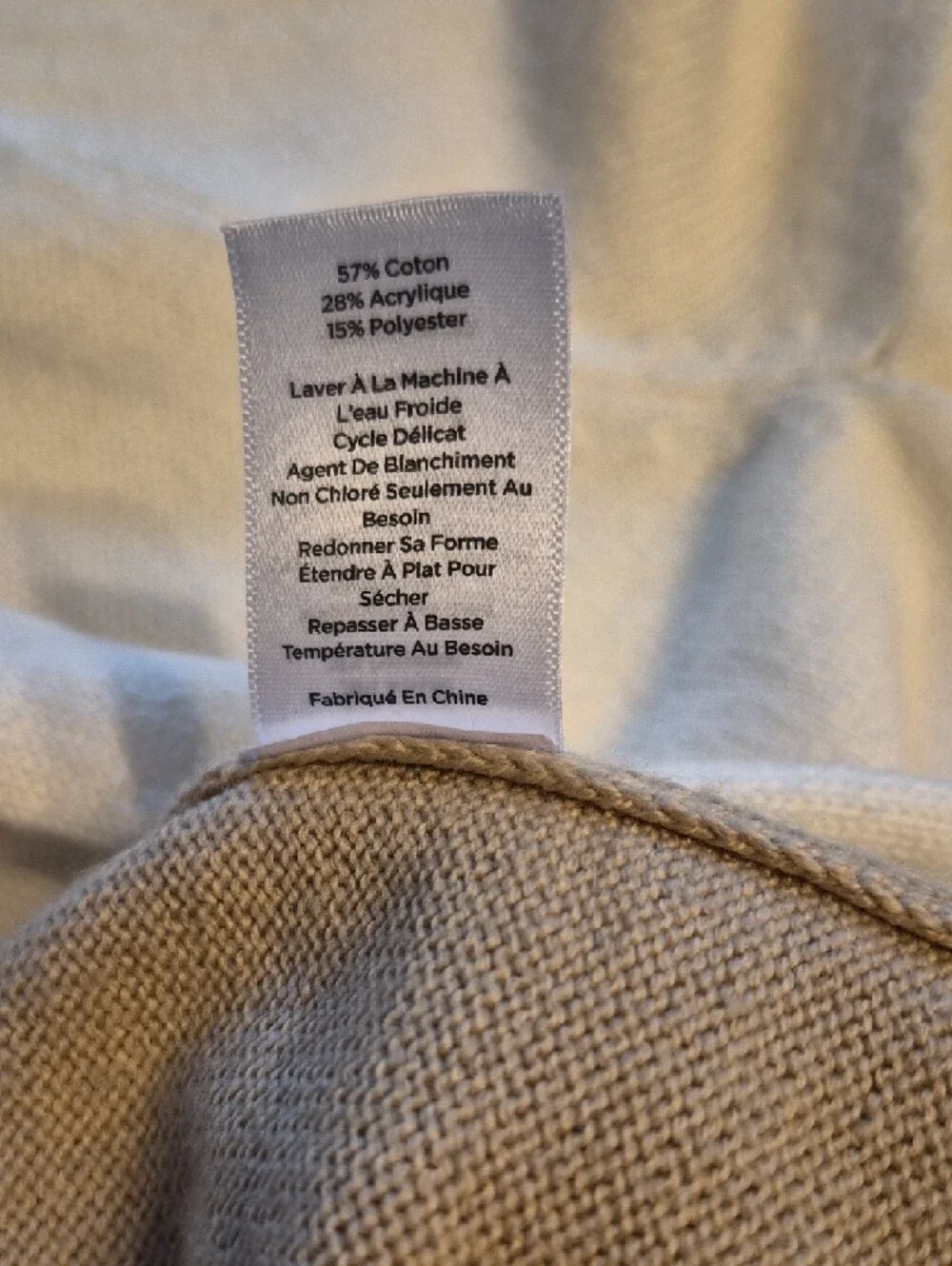 S2- Cream and Tan Open Front Long Cardigan - sz L - Picture 7 of 7